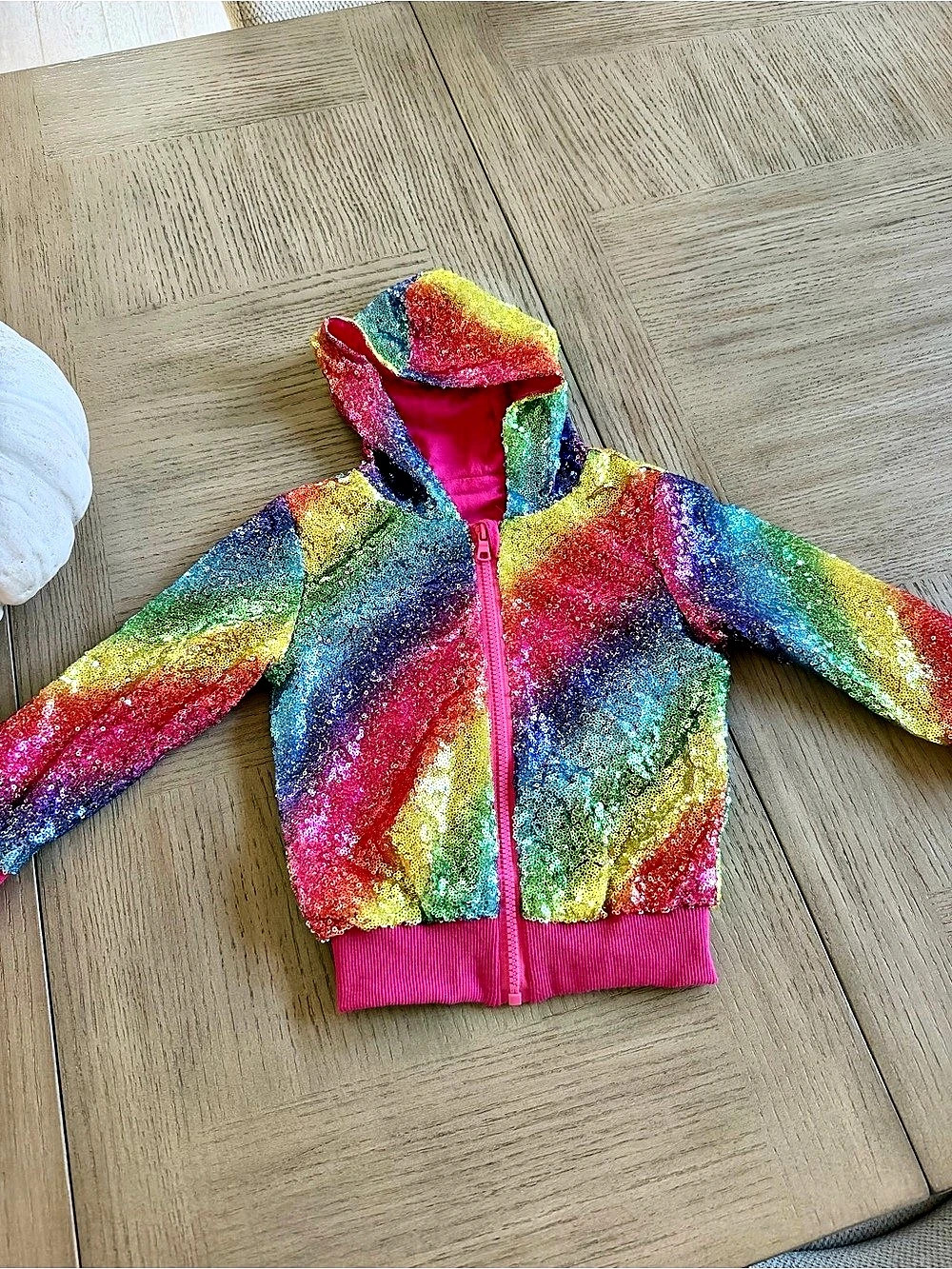 Excellent Condition - Kids Rainbow Sequin Zip-Up Hoodie 4T